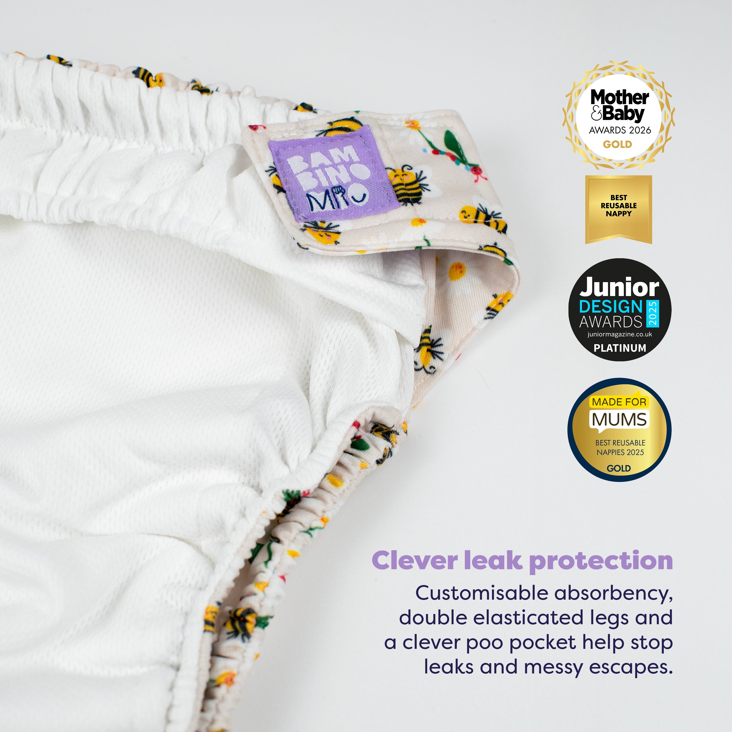 bambino-mio-revolutionary-couche-lavable-abeilles-f-riques-taille-unique image 3