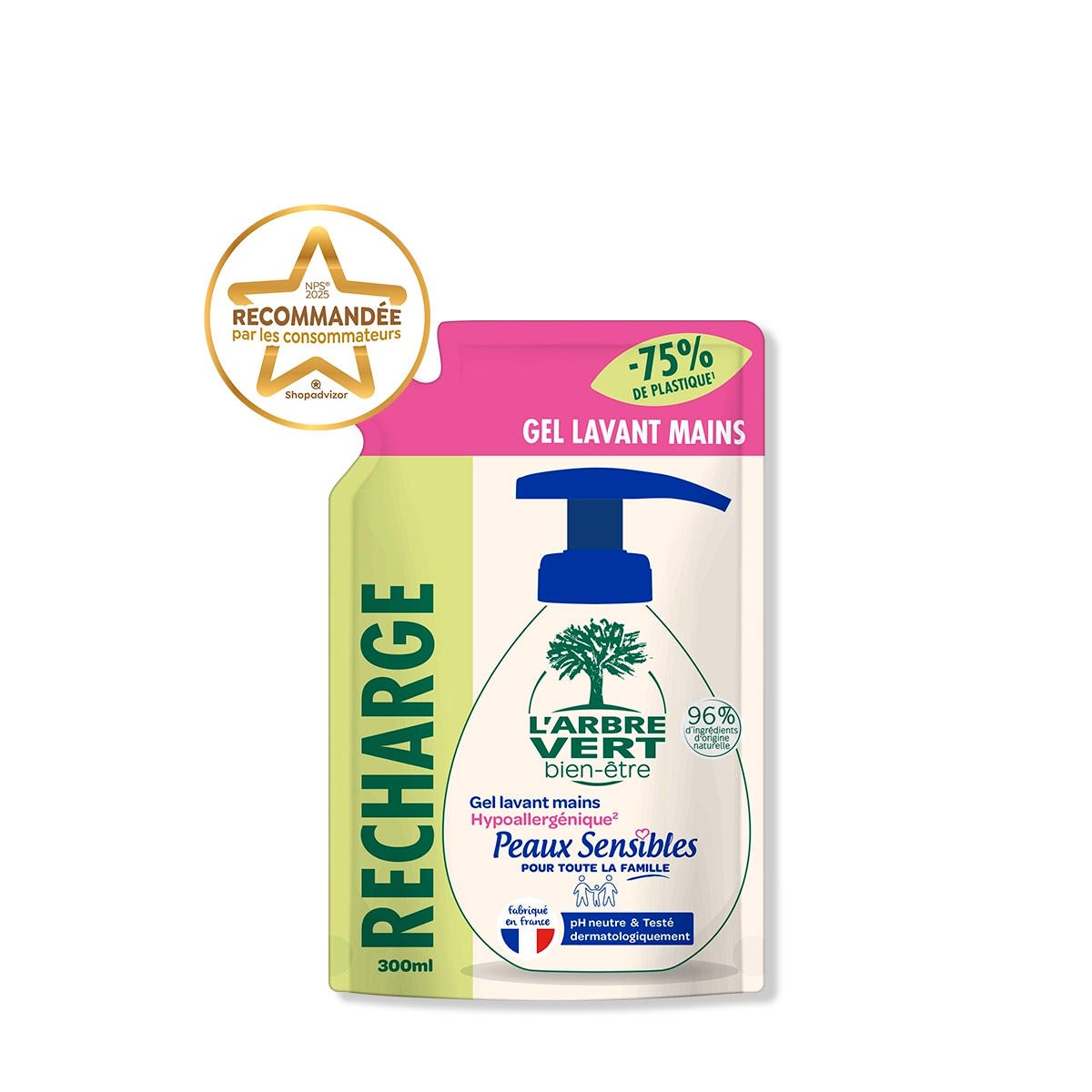 arbre-vert-hygi-ne-recharge-gel-lavant-mains-peaux-sensibles-300-ml image 1