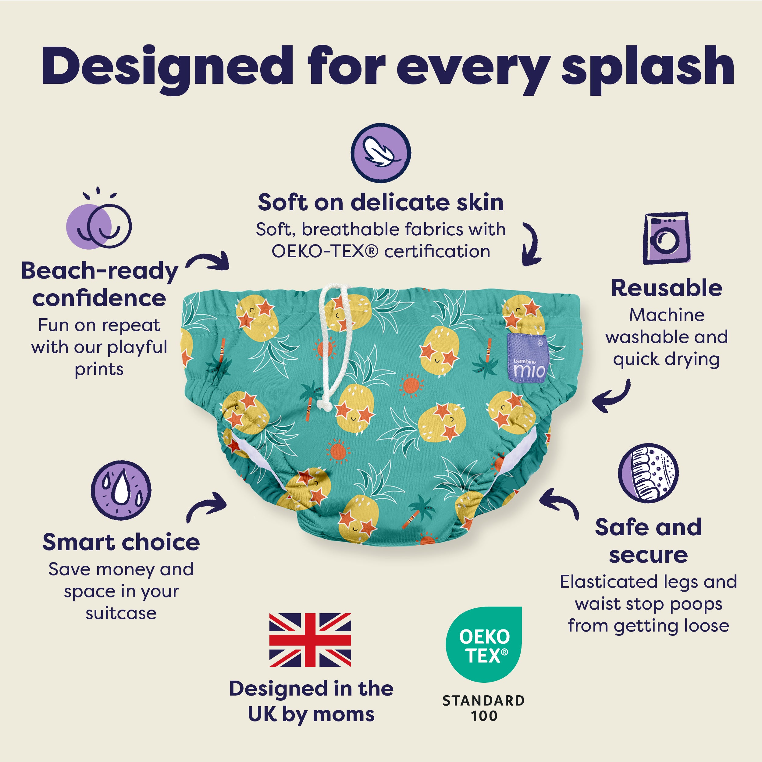 bambino-mio-melon-ananas-couche-de-bain-lavable-lot-de-2-upf-piscine image 3
