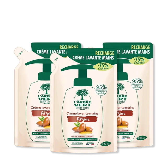 arbre-vert-recharge-cr-me-lavante-mains-argan-3x300-ml image 1