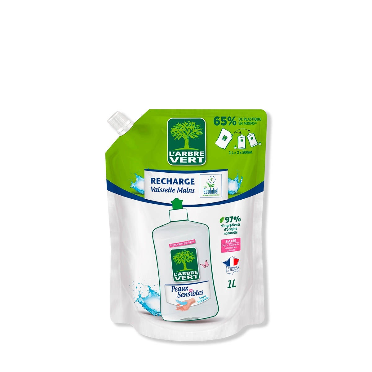 arbre-vert-vaisselle-recharge-peaux-sensibles-1l-sans-parfum image 1