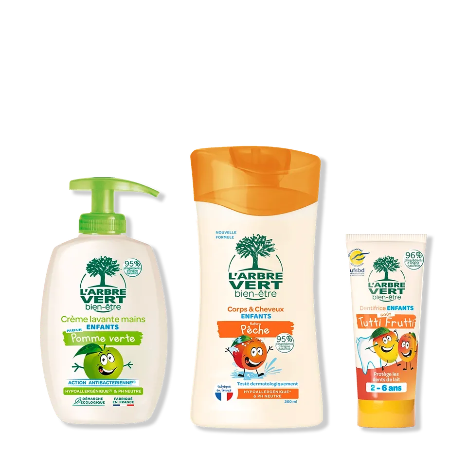 arbre-vert-pack-enfants-2-6-ans-douche-dentifrice-savon-mains image 1