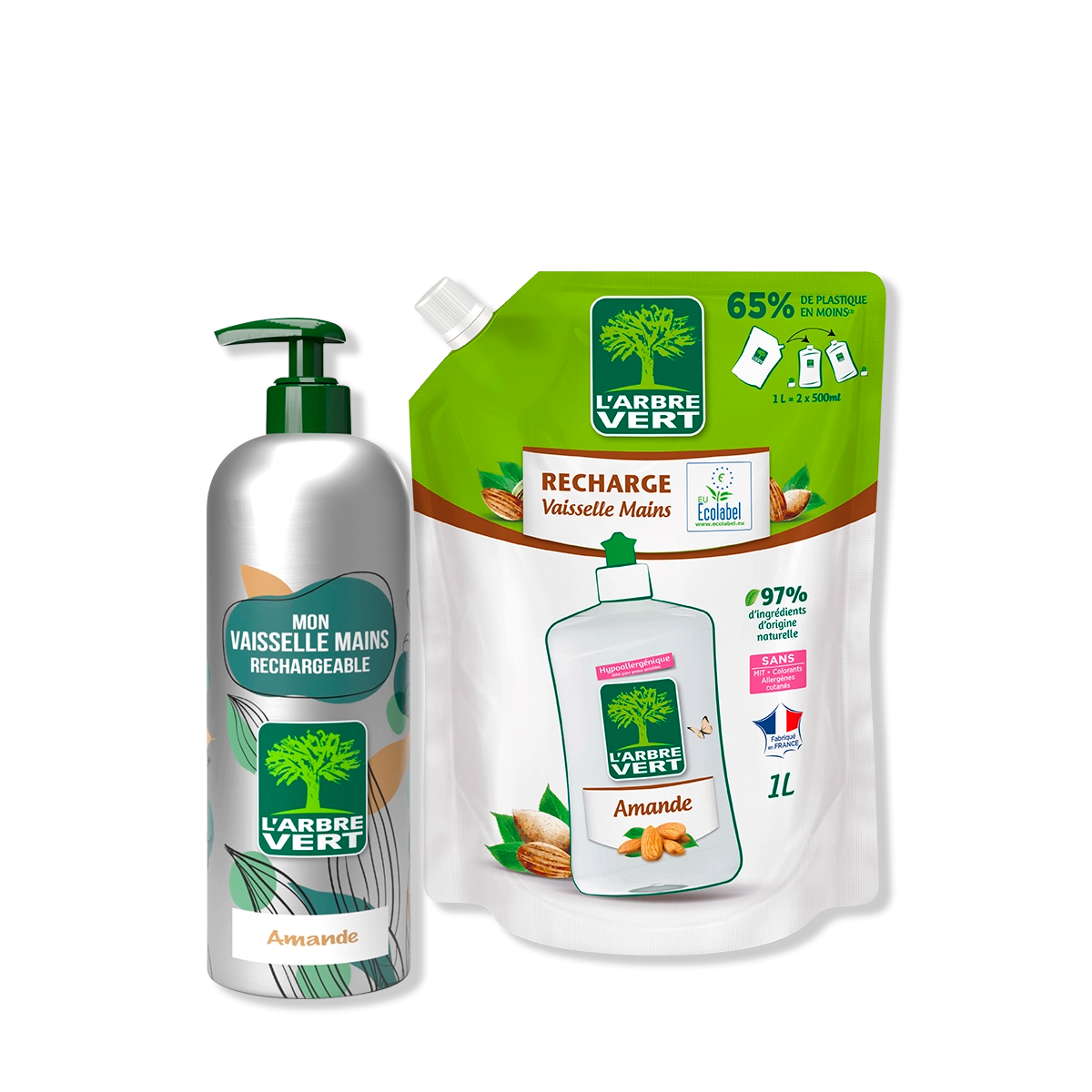 arbre-vert-amande-pack-vaisselle-mains-490-ml-1-l image 1