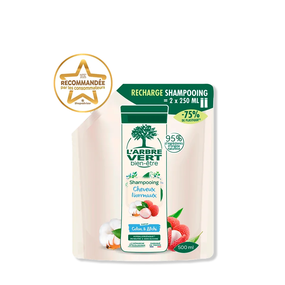 arbre-vert-shampooing-cheveux-normaux-coton-litchi-500-ml image 1
