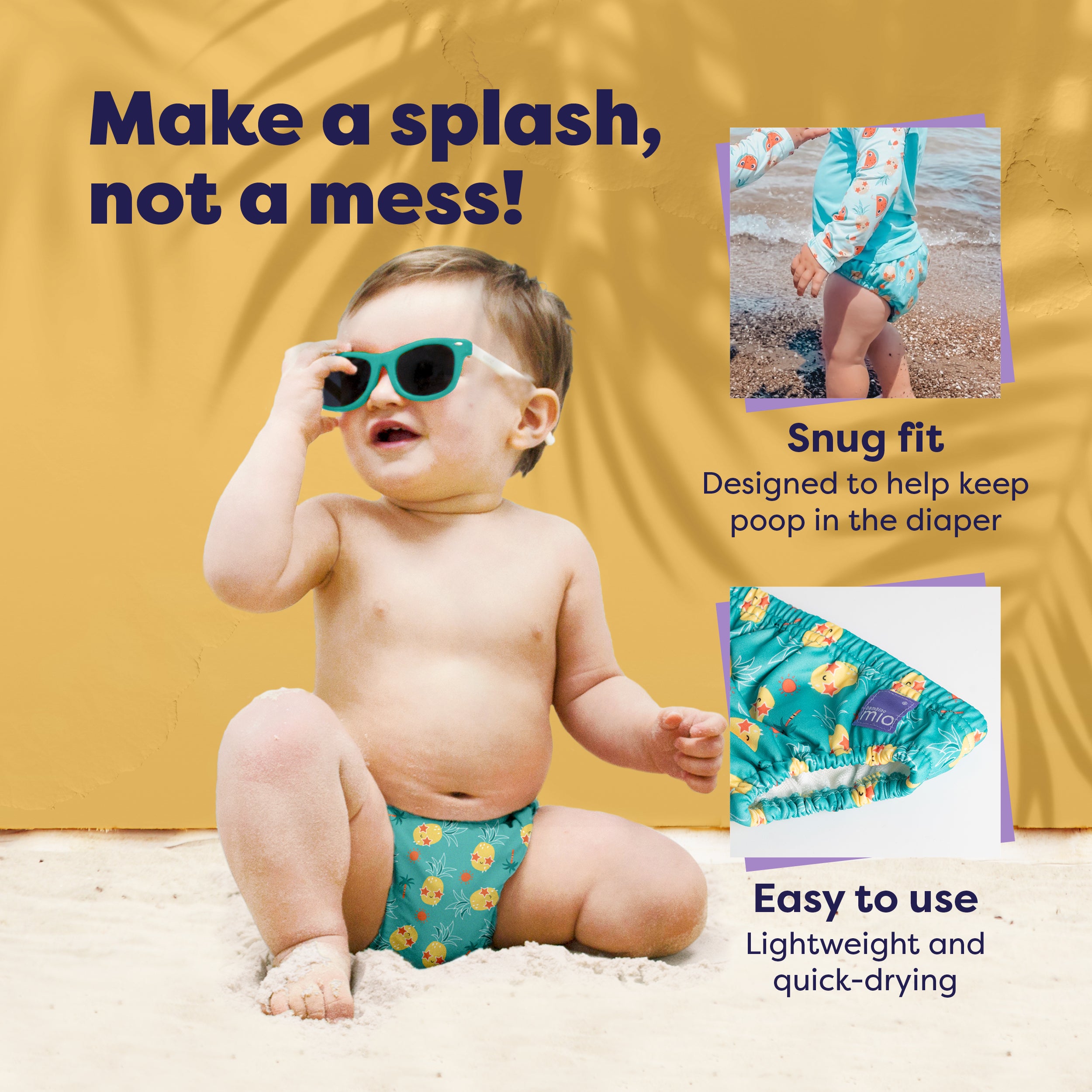 bambino-mio-melon-ananas-couche-de-bain-lavable-lot-de-2-upf-piscine image 2