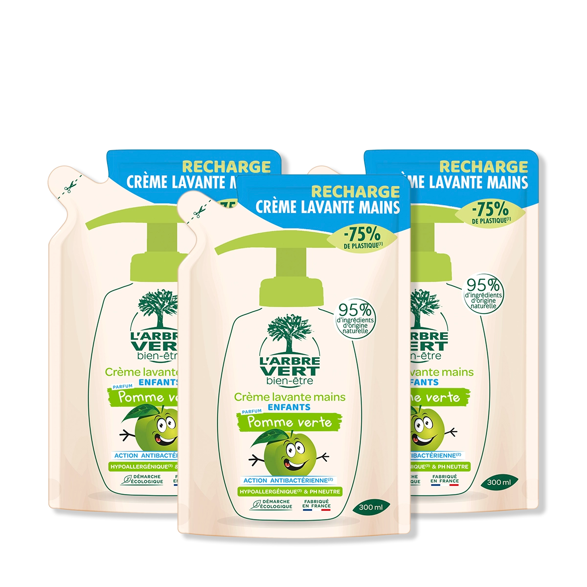 arbre-vert-enfants-savon-mains-pomme-3-x-300-ml image 1