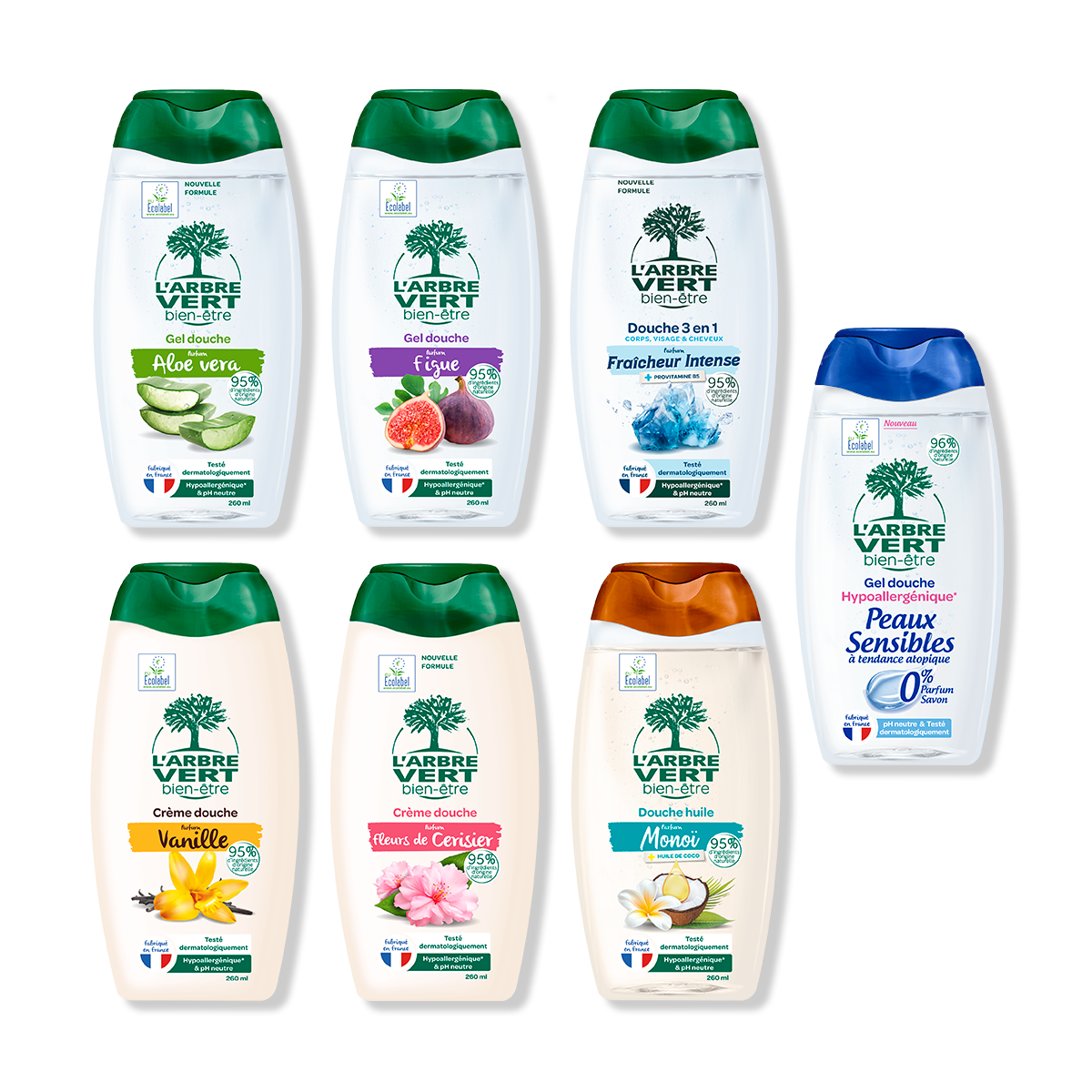 arbre-vert-pack-d-couverte-gel-douche-7x260-ml-parfums-vari-s image 1