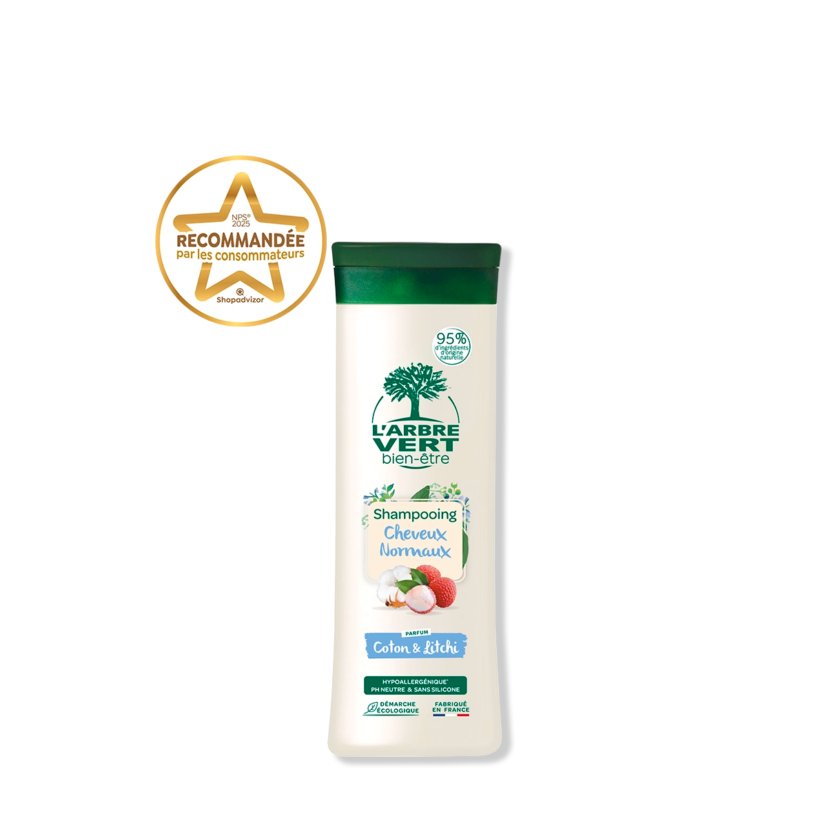 arbre-vert-shampooings-cheveux-normaux-shampoing-coton-litchi-250-ml image 1