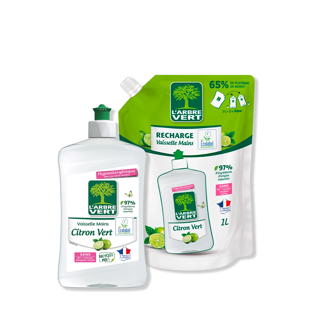 arbre-vert-pack-liquide-vaisselle-citron-vert-500-ml-1-l image 1