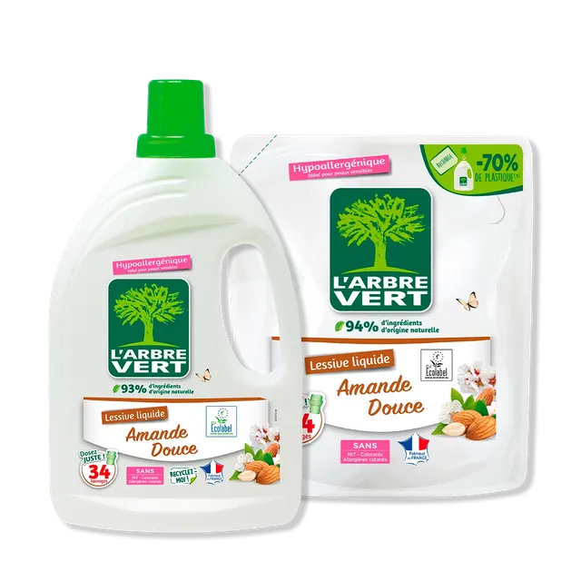 arbre-vert-pack-lessive-amande-douce-lessive-liquide-2-x-1-53-l image 1