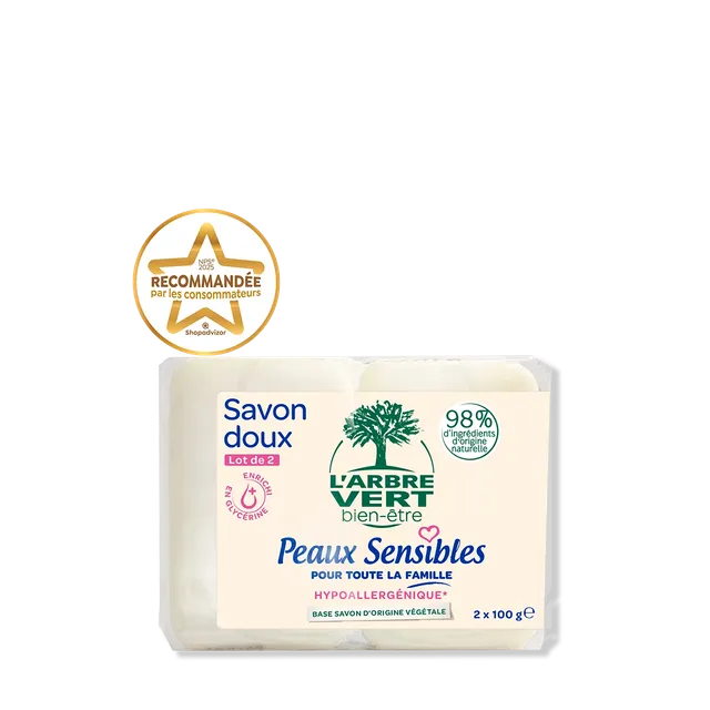 arbre-vert-peaux-sensibles-savon-doux-2-x-100-g image 1