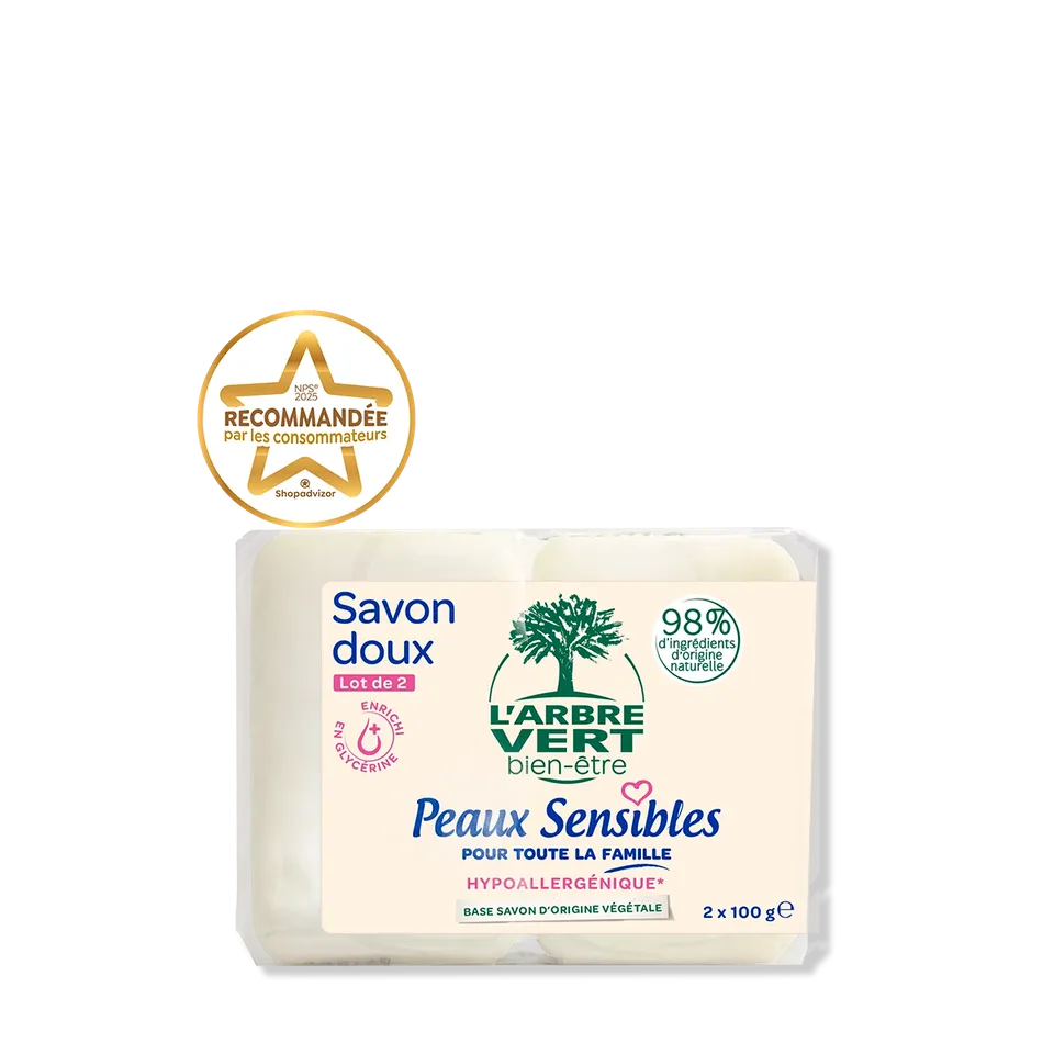 arbre-vert-peaux-sensibles-savon-doux-2-x-100-g image 1