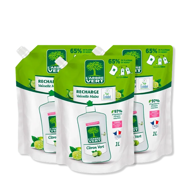 arbre-vert-lot-3-recharges-liquide-vaisselle-citron-vert-3-x-1l image 1