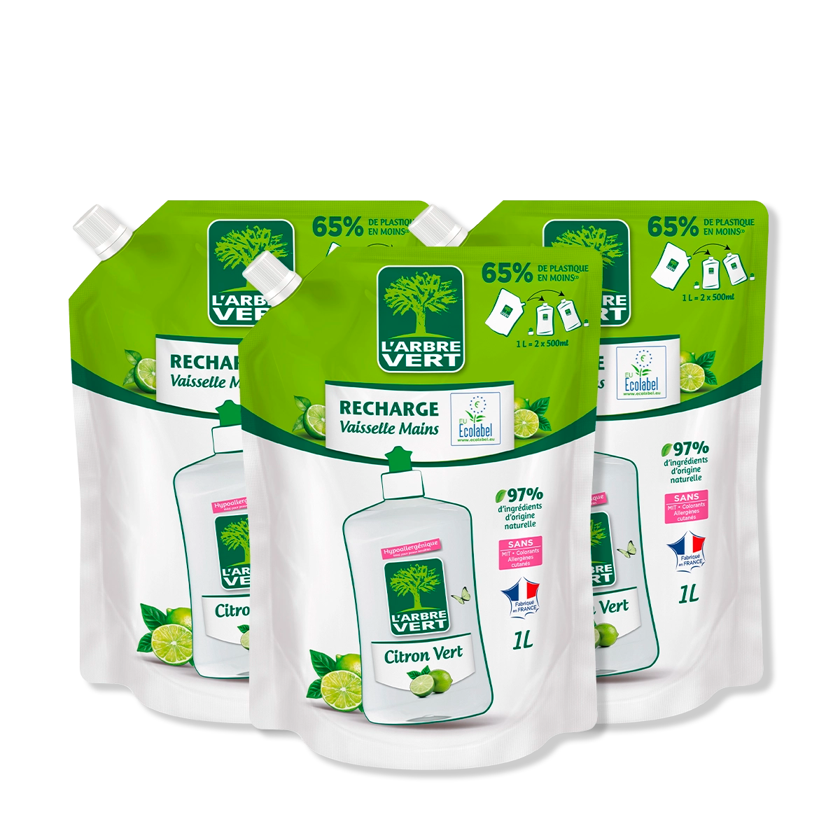 arbre-vert-lot-3-recharges-liquide-vaisselle-citron-vert-3-x-1l image 1