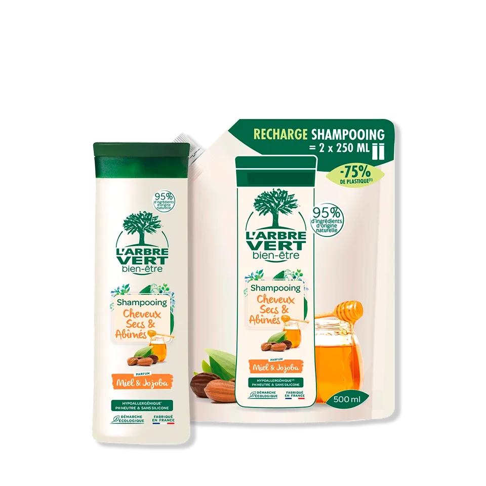 arbre-vert-shampooing-cheveux-secs-miel-jojoba-pack image 1