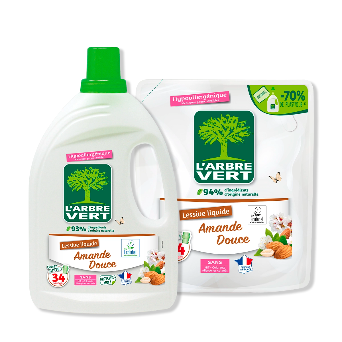 arbre-vert-pack-lessive-amande-douce-lessive-liquide-2-x-1-53-l image 1