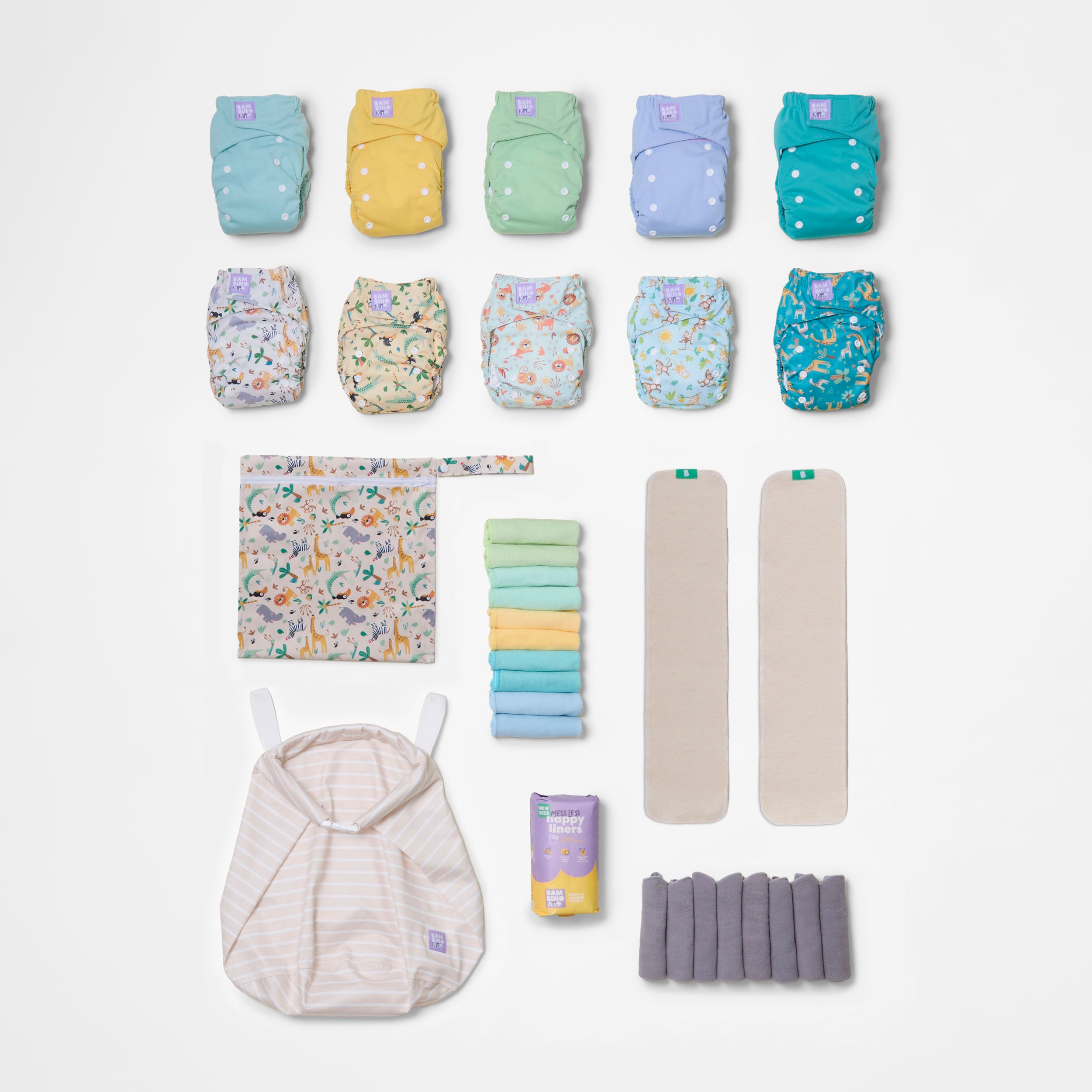 bambino-mio-revolutionary-pack-10-couches-lavables-vie-sauvage-pastels image 1