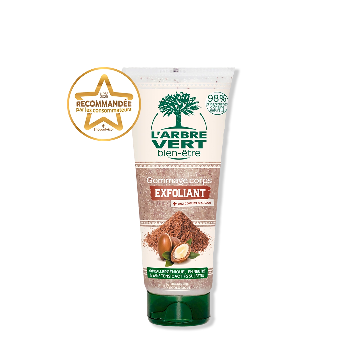 arbre-vert-coques-d-argan-gommage-corps-200-ml-exfoliant image 1
