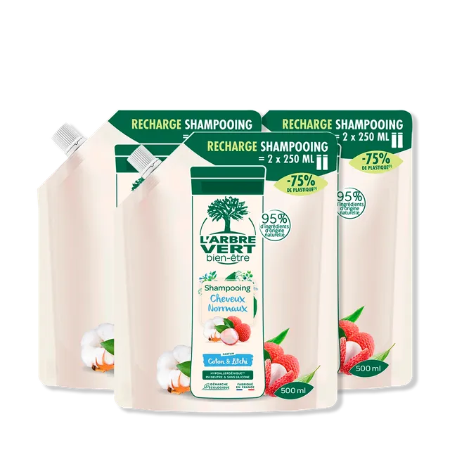 arbre-vert-shampooing-coton-litchi-3x500-ml-normaux image 1
