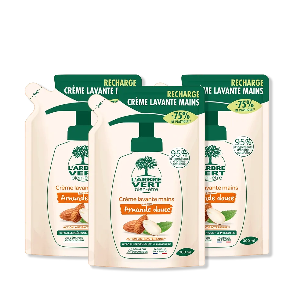 arbre-vert-amande-douce-lot-3-recharges-cr-me-lavante-900-ml image 1