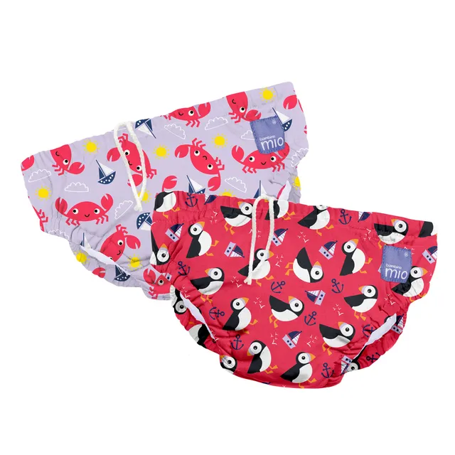 bambino-mio-macareux-crabes-couche-bain-lavable-lot-2-6-12-mois image 1