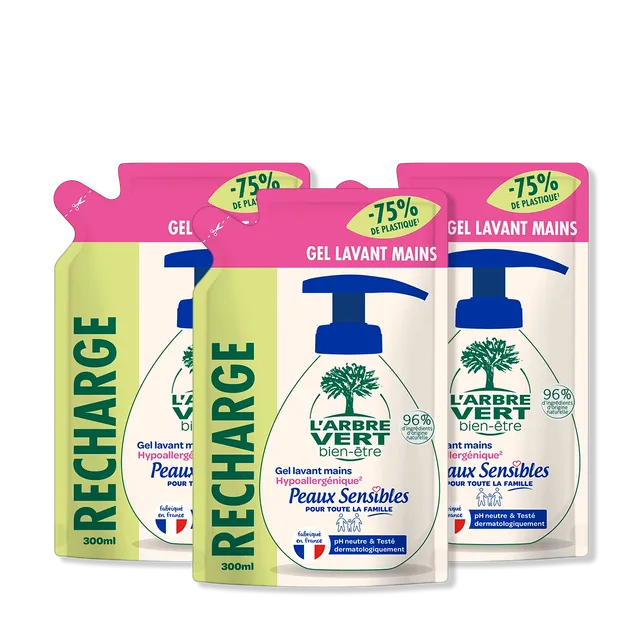 arbre-vert-lot-3-recharges-gel-mains-peaux-sensibles-3x300ml image 1