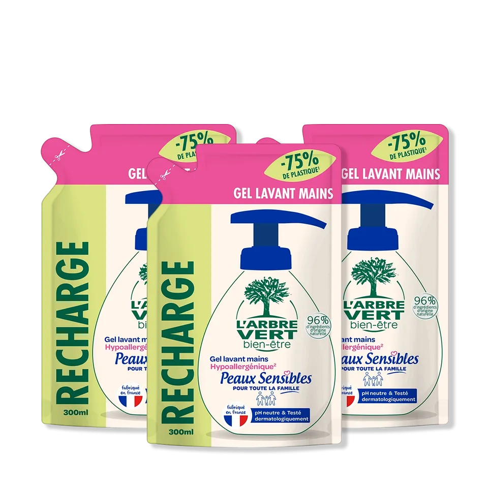arbre-vert-lot-3-recharges-gel-mains-peaux-sensibles-3x300ml image 1