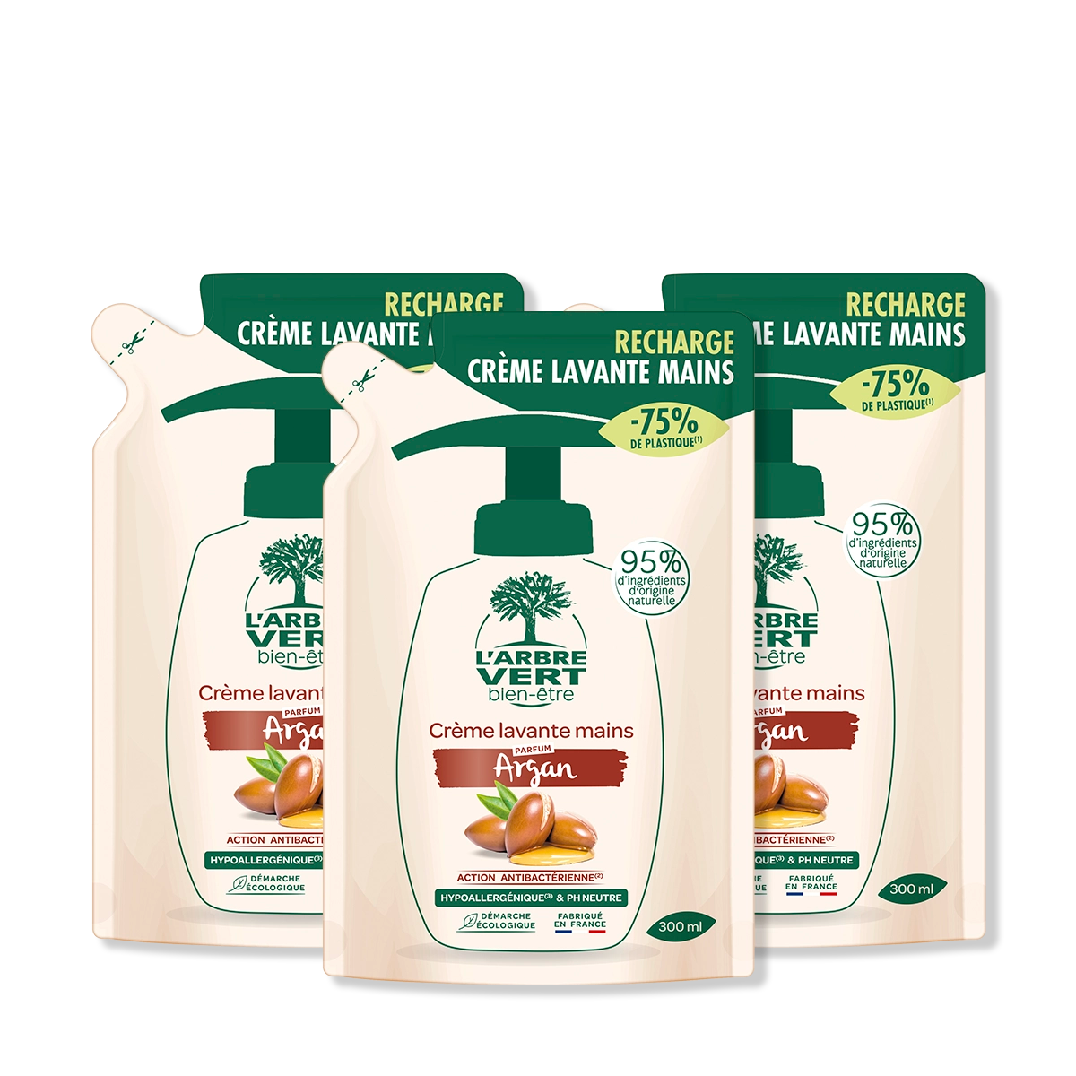 arbre-vert-recharge-cr-me-lavante-mains-argan-3x300-ml image 1