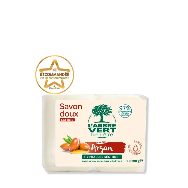 arbre-vert-hygi-ne-du-corps-savon-doux-argan-2x100-g image 1