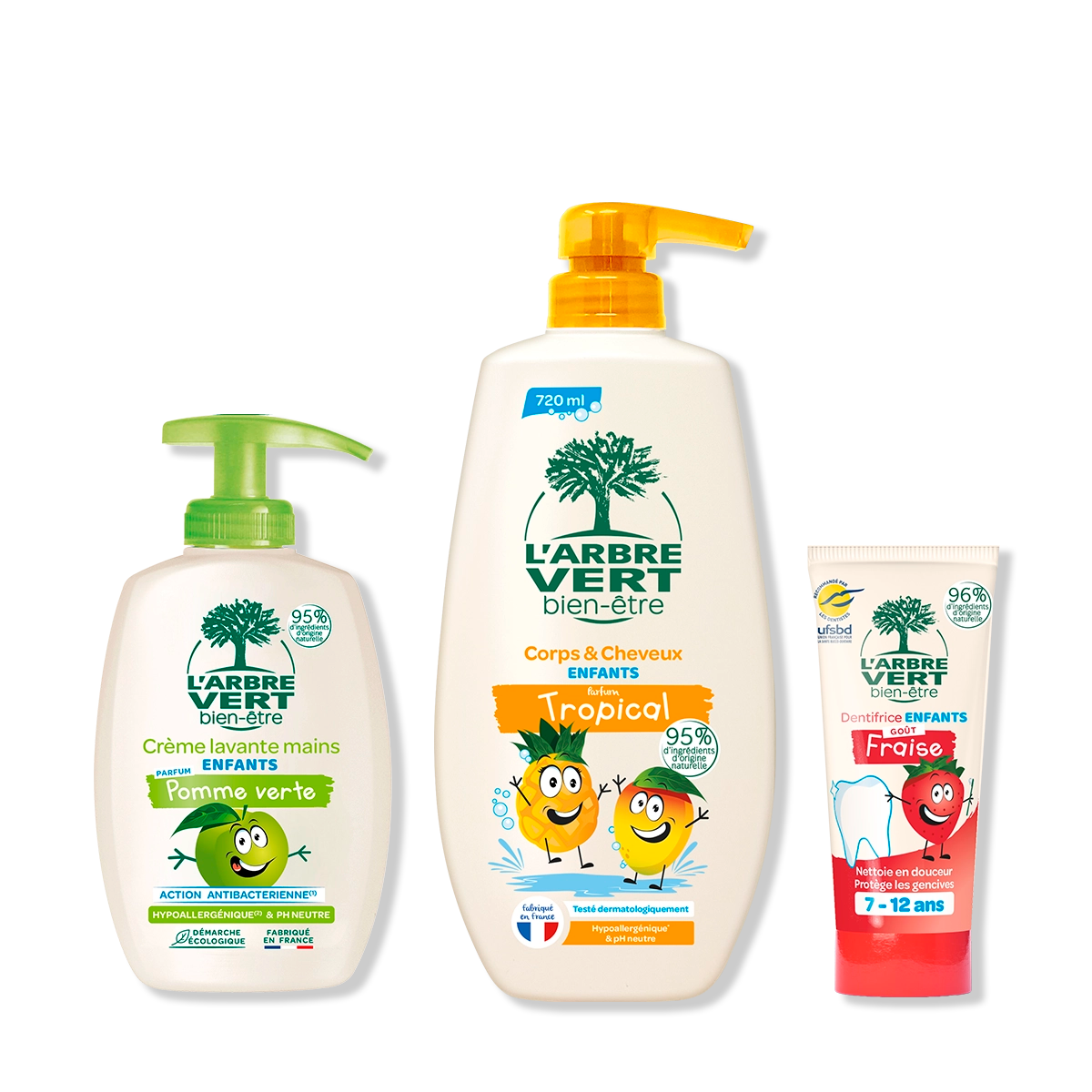 arbre-vert-pack-enfants-7-12-ans-hygi-ne-fraise-tropical-pomme image 1